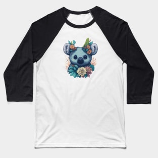 Cute Koala bear face with flowers t-shirt design, apparel, mugs, cases, wall art, stickers, travel mug Baseball T-Shirt